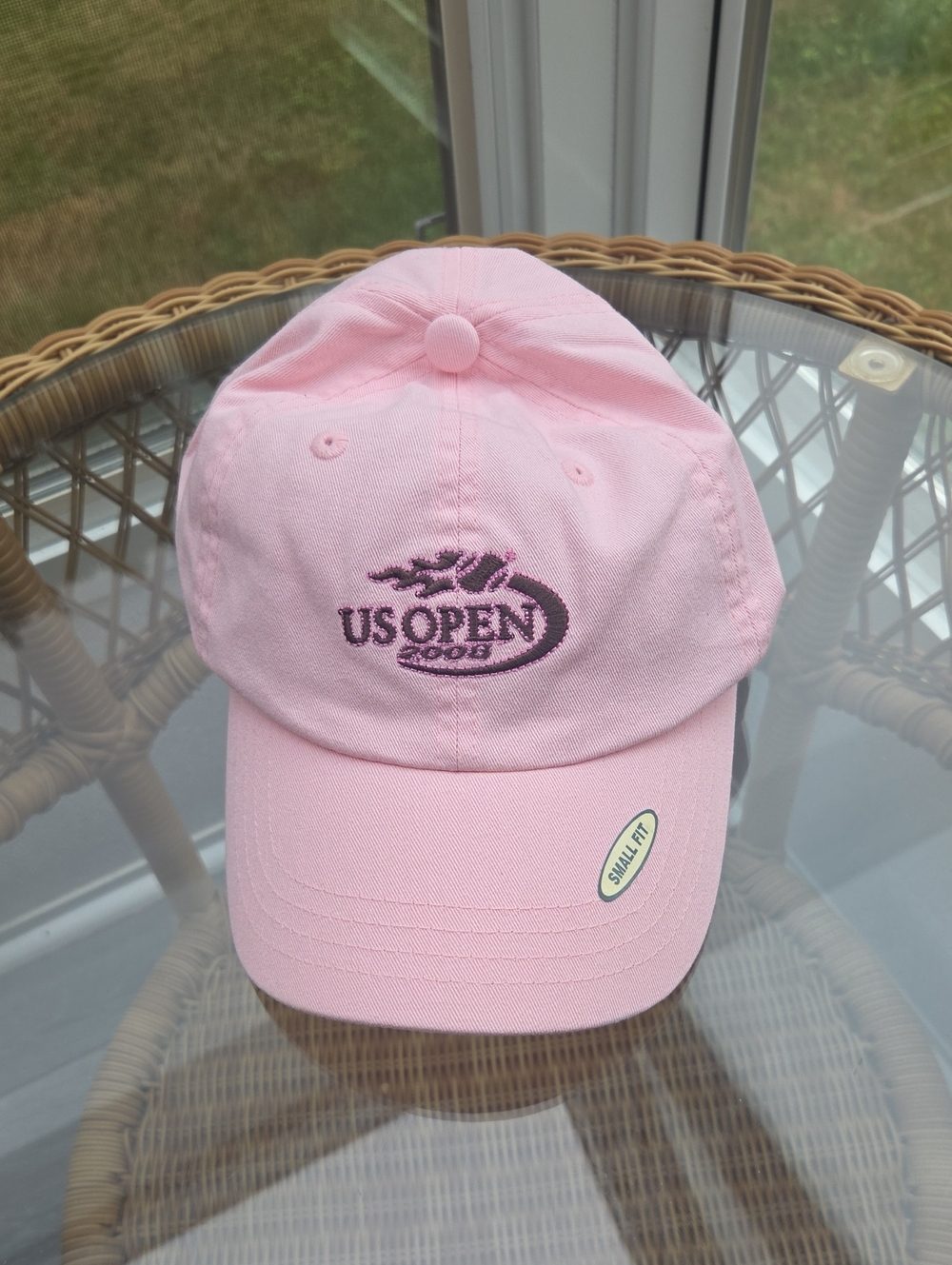 US Open 2008 Pink Womens Embroidered  Light Pink Baseball Hat USTA Velcro Back